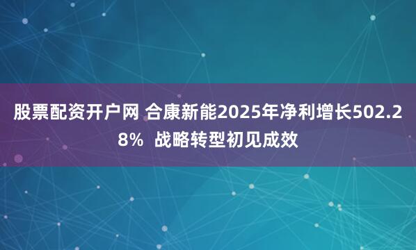 股票配资开户网 合康新能2025年净利增长502.28%  战略转型初见成效